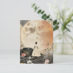 Moonlit Elegance - Bakåtvy för kvinnor med Måne 2 Vykort