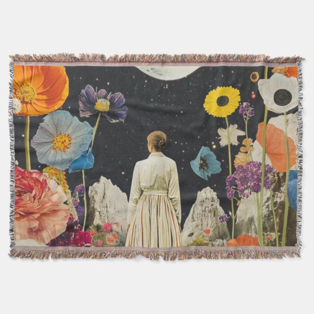 Moonlit Elegance - Bakåtvy för kvinnor med Måne 3 Filt (Framsidan)