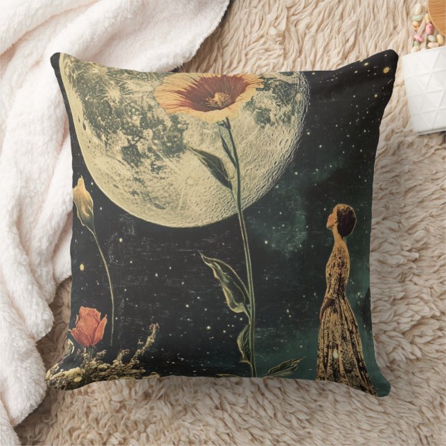 Moonlit Elegance - Kvinnor med Måne Kudde (Filt)