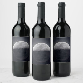 Moonlit Elegance: Vin Flaska med Lunar Image Vinflaska Etikett
