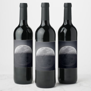 Moonlit Elegance: Vin Flaska med Lunar Image Vinflaska Etikett