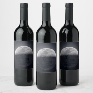 Moonlit Elegance: Vin Flaska med Lunar Image Vinflaska Etikett