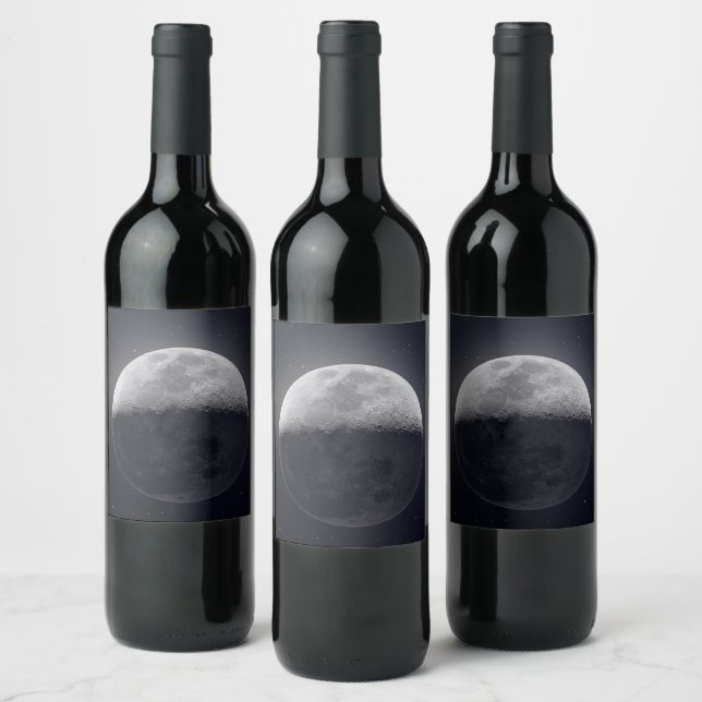 Moonlit Elegance: Vin Flaska med Lunar Image Vinflaska Etikett (Flaskor)