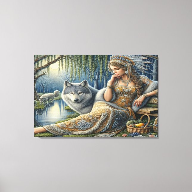 Moonlit Enchantment in the Mystic Forest36x24 Canvastryck (Framsida)
