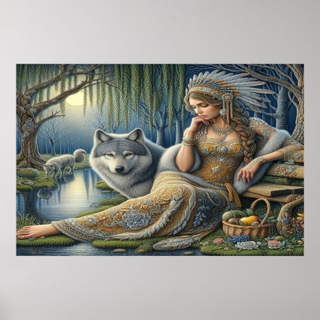 Moonlit Enchantment in the Mystic Forest36x24 Poster (Framsidan)