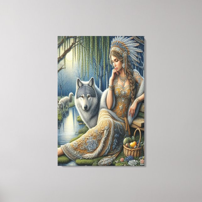 Moonlit Enchantment in the Mystic Forest 24x36 Canvastryck (Framsida)