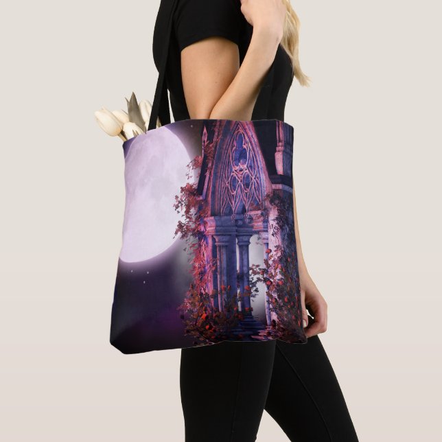 Moonlit Fantasy Garden Tote Bag Tygkasse (Närbild)
