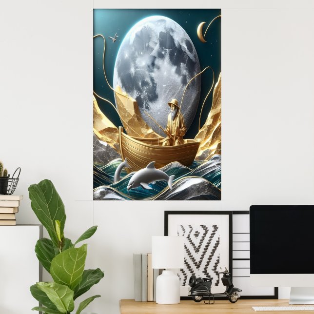 Moonlit Fisherman's Dream Poster (Hemmakontoret)
