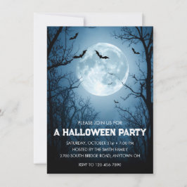 Moonlit Fladdermus Halloween fest Inbjudningar