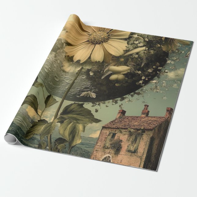 Moonlit Flower & Vintage Charm Presentpapper (Utrullad)