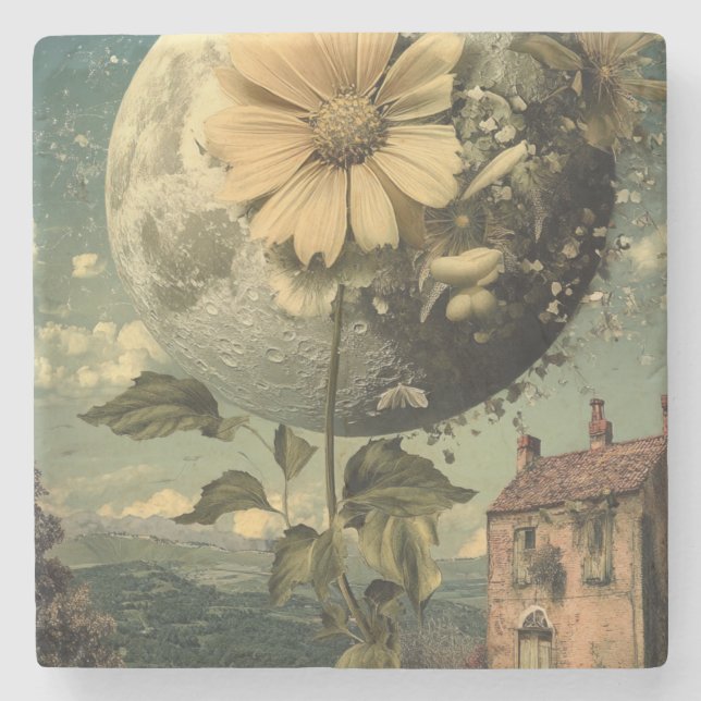 Moonlit Flower & Vintage Charm Stenunderlägg (Framsidan)