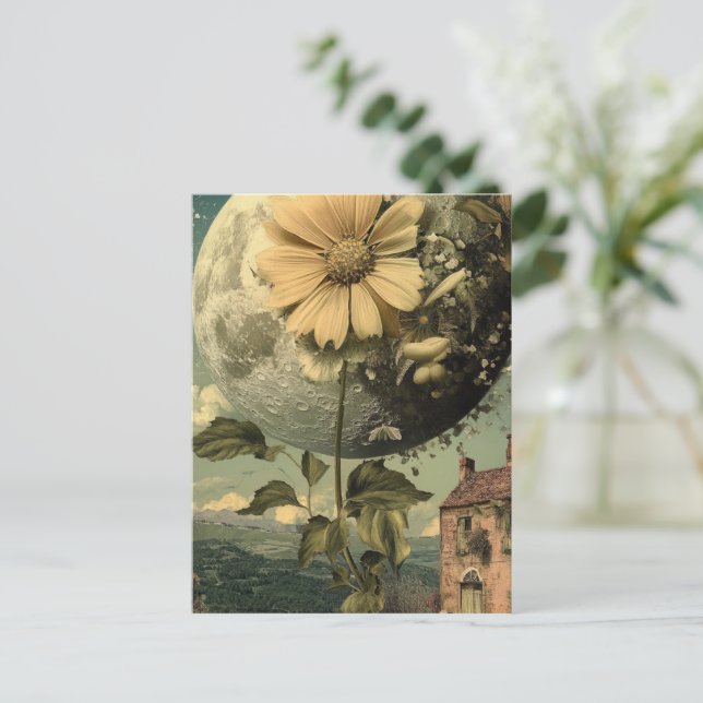 Moonlit Flower & Vintage Charm Vykort (Stående Fram)