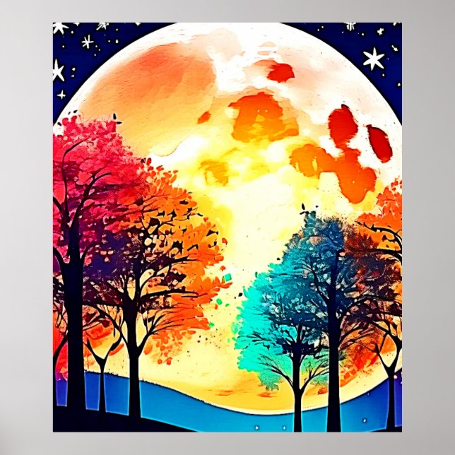 Moonlit Forest Fantasy Art Poster (Framsidan)