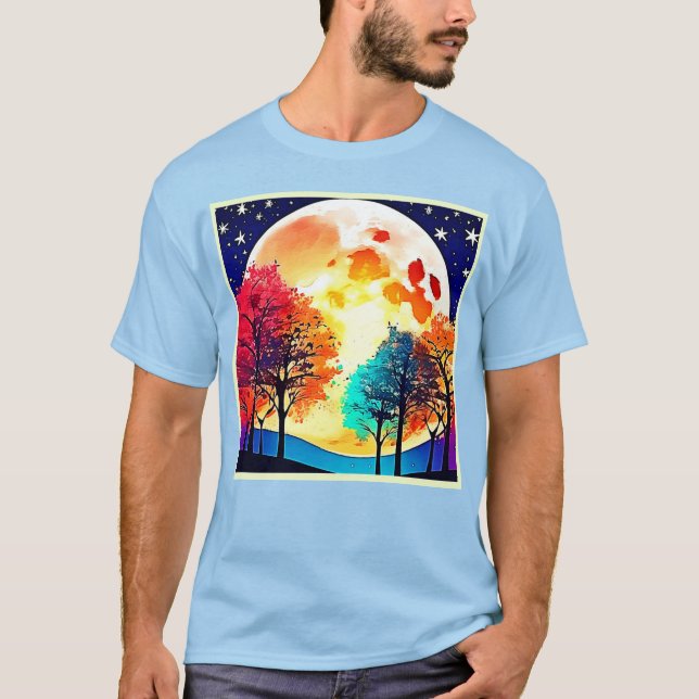 Moonlit Forest Fantasy Art T Shirt (Framsida)
