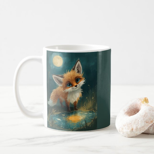 Moonlit Fox, Night Forest  Kaffemugg (Med munk)
