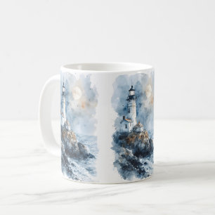 Moonlit fyr på Rocky Kusten Kaffemugg