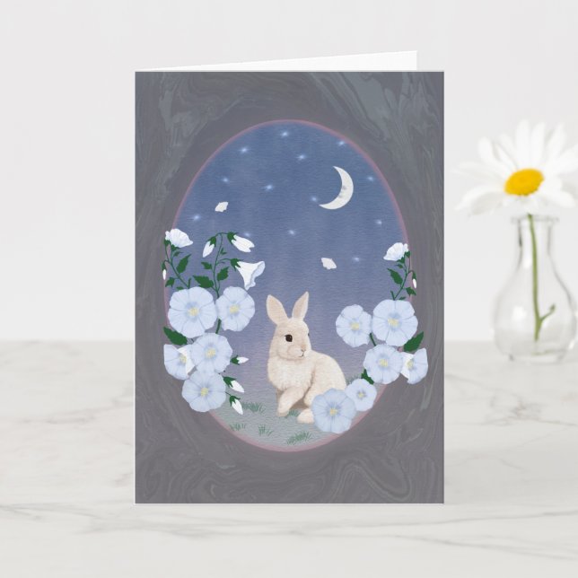 Moonlit Garden Bunny 5x7 Greeting Card  Kort (Liten växt)