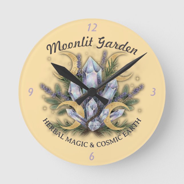 Moonlit Garden Crystal Bouquet - Herbal Magic Rund Klocka (Framsida)