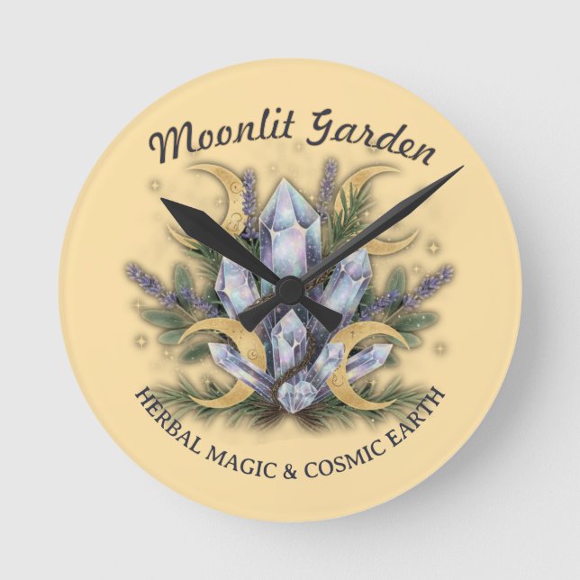 Moonlit Garden • Herbal Magic (NO NUMBERS) Rund Klocka (Framsida)