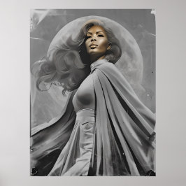 Moonlit Goddess Poster - Svarta och vita Porträtt