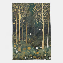 Moonlit Golden Grove Kökshandduk