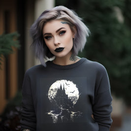 Moonlit Gothic Castle Scene T Shirt