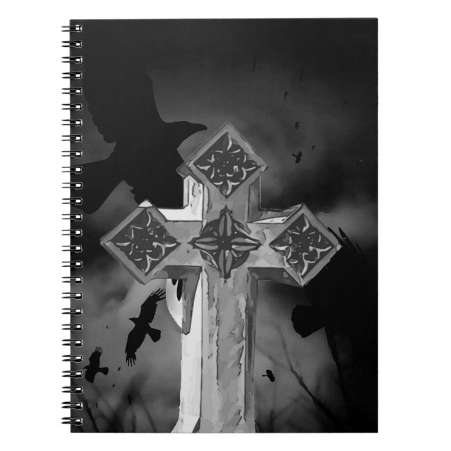 Moonlit GraveYard Gothic Kor med Kråkor Anteckningsbok (Framsidan)