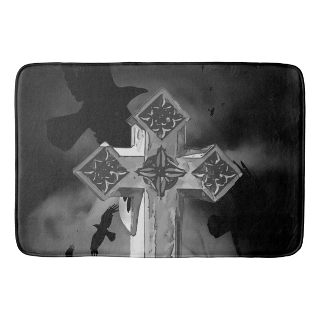 Moonlit GraveYard Gothic Kor med Kråkor Badrumsmatta (Framsidan)