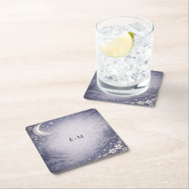 Moonlit Grove Celestial Woodland Wedding Underlägg Papper Kvadrat