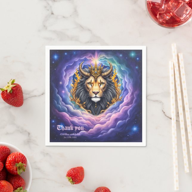 Moonlit Guardians – Cosmic lion.  Pappersservett (Insitu)