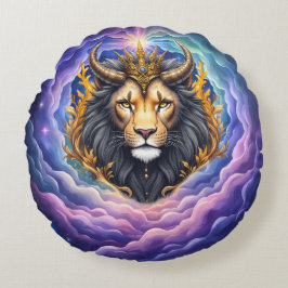 Moonlit Guardians – Cosmic lion. Rund Kudde