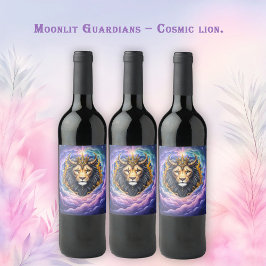 Moonlit Guardians – Cosmic lion. Vinflaska Etikett