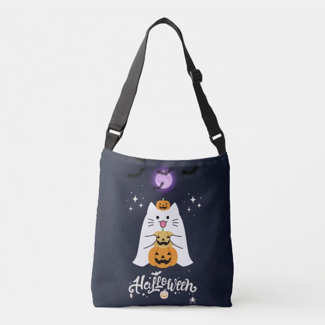 Moonlit Halloween Cat – Spooky & Sweet Night Axelväska (Framsida)