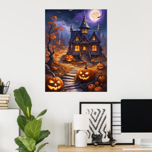 Moonlit Haunt: en Halloween Fantasy Poster