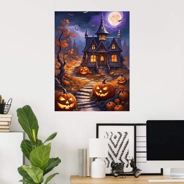 Moonlit Haunt: en Halloween Fantasy Poster (Hemmakontoret)