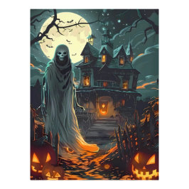 Moonlit Haunting - Ghost of the Haunted Manor Fototryck