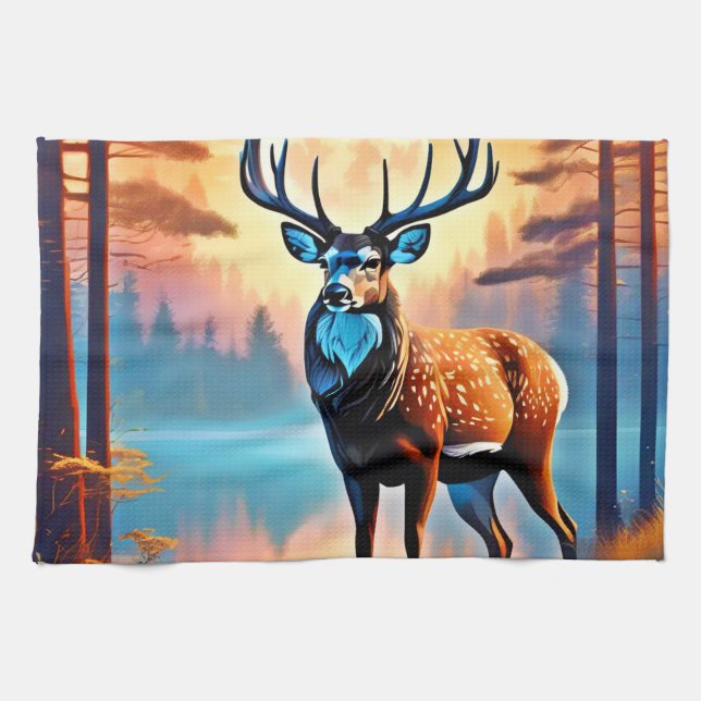 Moonlit Hjort Stance Kökshandduk (Horisontell)
