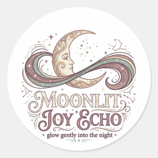 Moonlit Joy Echo Dreamy Celestial Lettering Runt Klistermärke