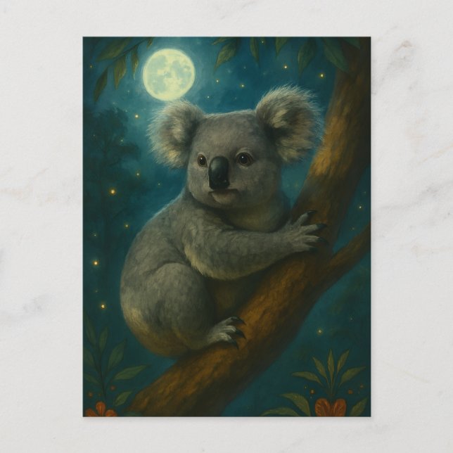Moonlit Koala Perch Vykort (Framsida)
