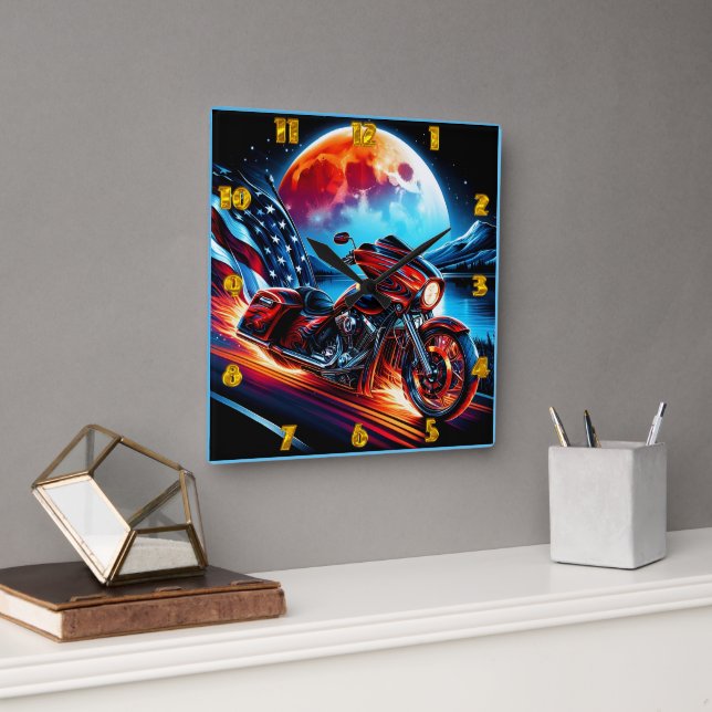 Moonlit kryssning med den amerikanska flagga fyrkantig klocka (Kontor)