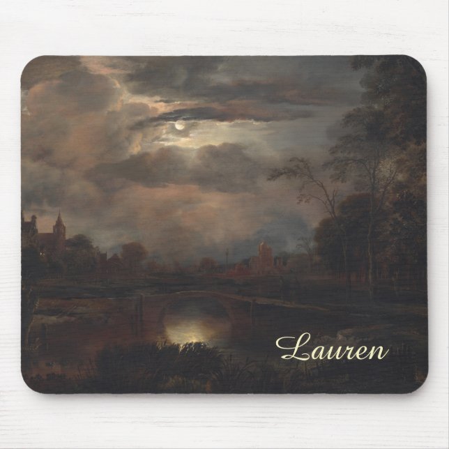 Moonlit liggande med Bridge by van der Neer: Musmatta (Framsidan)