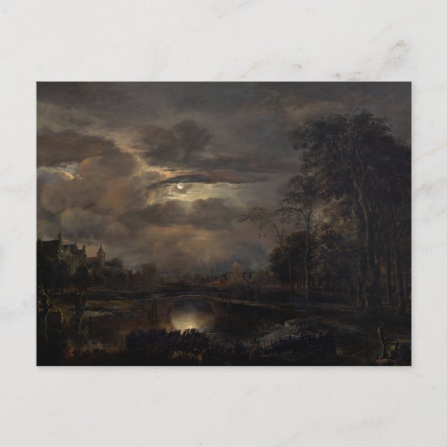 Moonlit liggande med Bridge Vykort (Framsida)