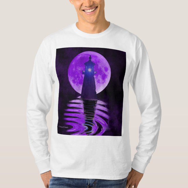 Moonlit Lighthouse T Shirt (Framsida)