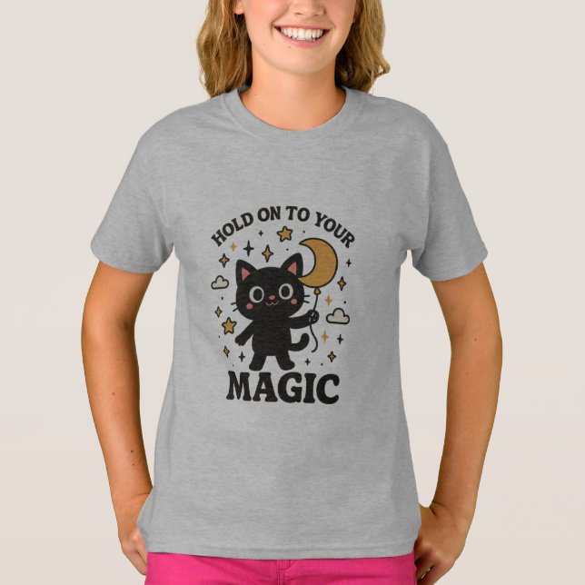 Moonlit Magic Cat T Shirt (Framsida)