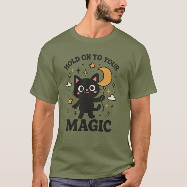 Moonlit Magic Cat T Shirt (Framsida)