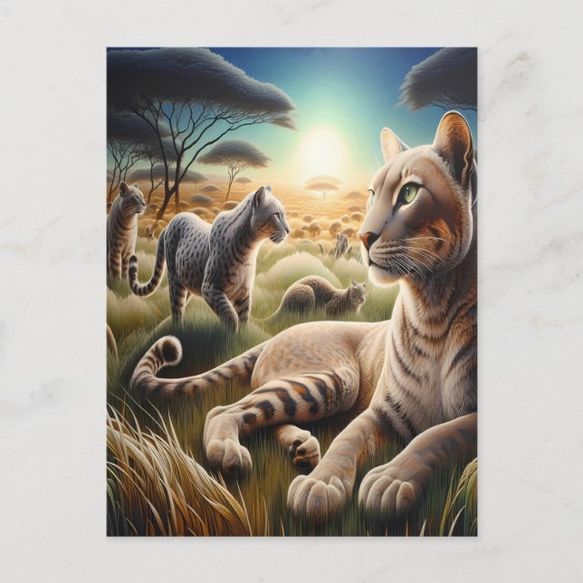 Moonlit Majesty: Varg Atop Mountain Vykort (Framsida)