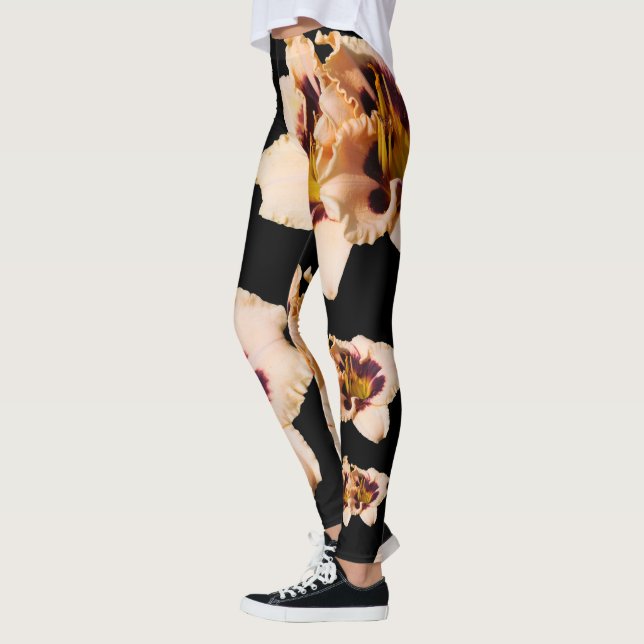 Moonlit MasqueraCream Lila Guld Daylilies Leggings (Vänster)