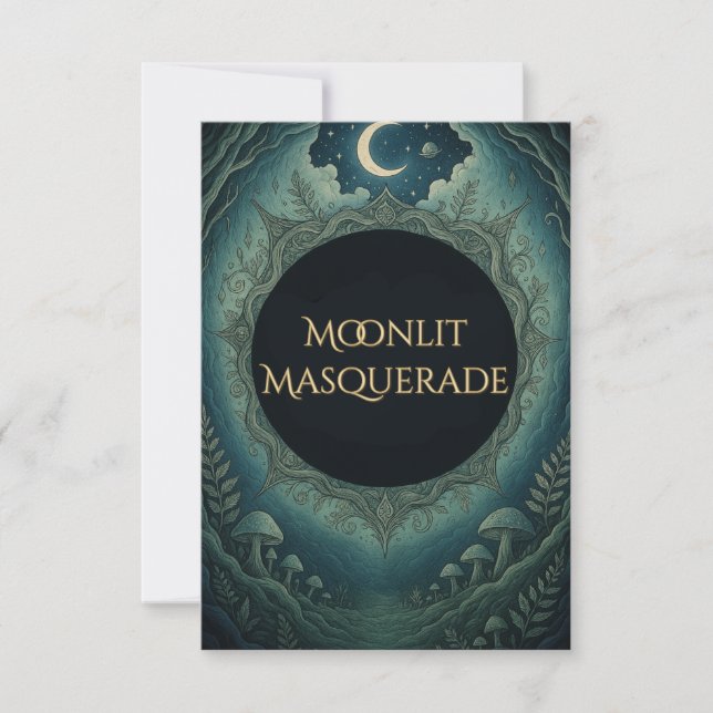 Moonlit Masquerade Elegant Halloween RSVP OSA Kort (Framsida)