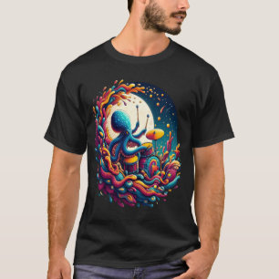 Moonlit Melodies Octopus Drummer T Shirt