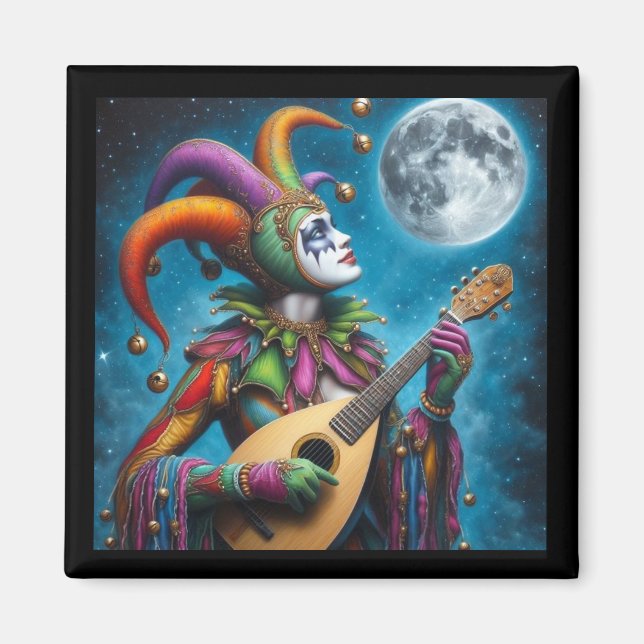 🎭 ’Moonlit Melody: The Enchanted Jester Magnet’ Magnet (Framsidan)